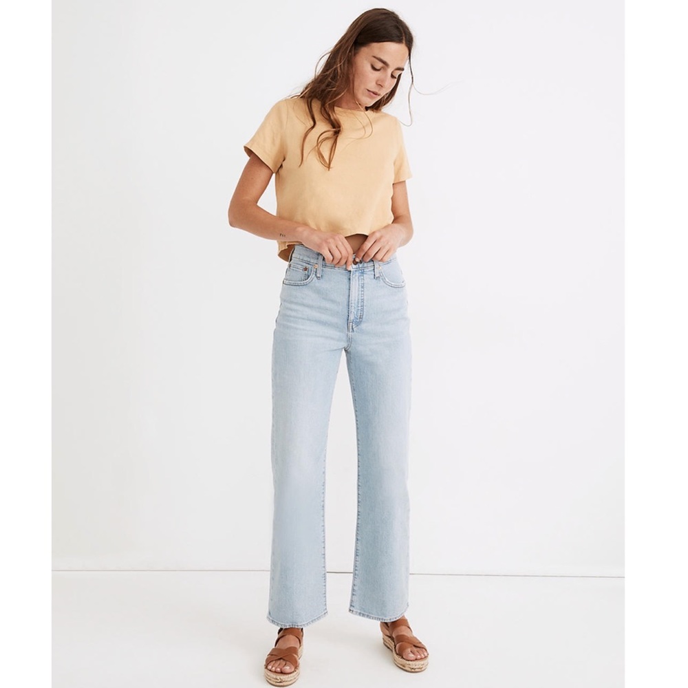 (SOLD) Madewell Slim Wide Leg Full Length Jeans in Edmunds Wash Size 26